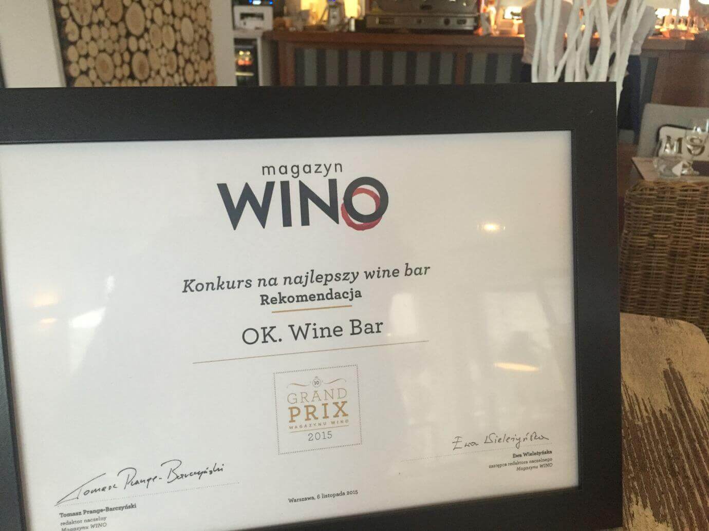 Nagroda najlepszy winebar